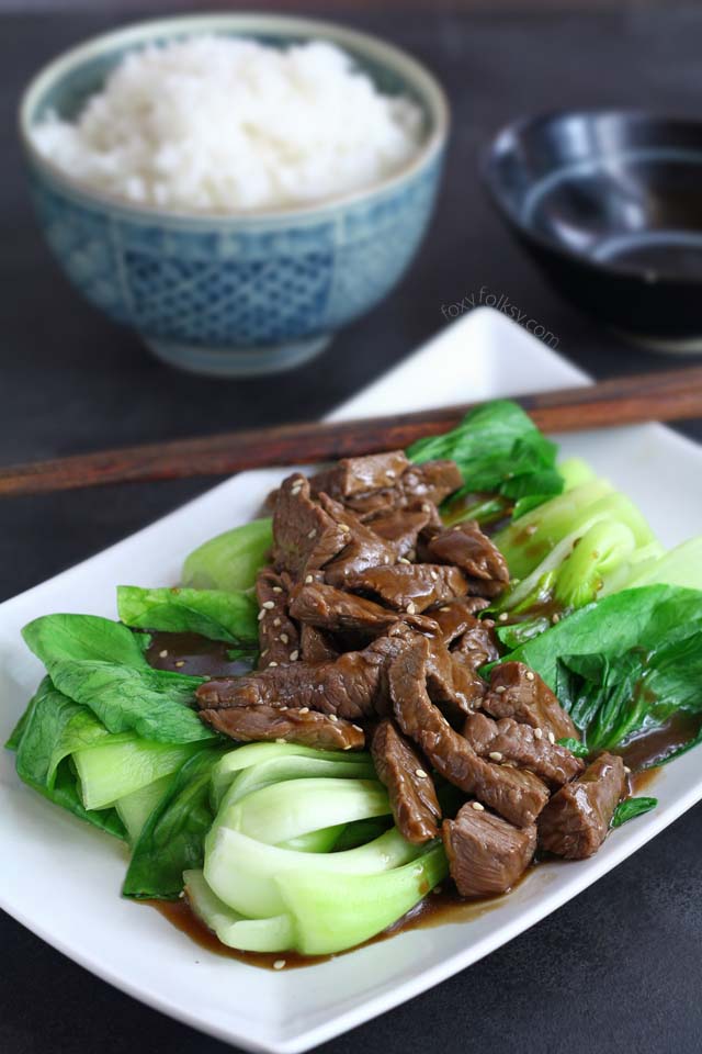 Beef Stir-fry with Oyster sauce and Pak Choi in 10 Minutes | Foxy Folksy