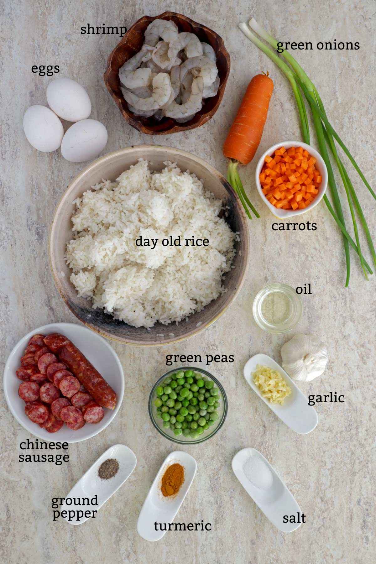 Ingredients needed for Yang Chow